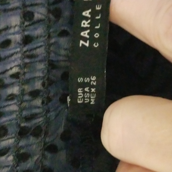 Zara Swiss Dot Navy Blouse - Picture 9 of 10